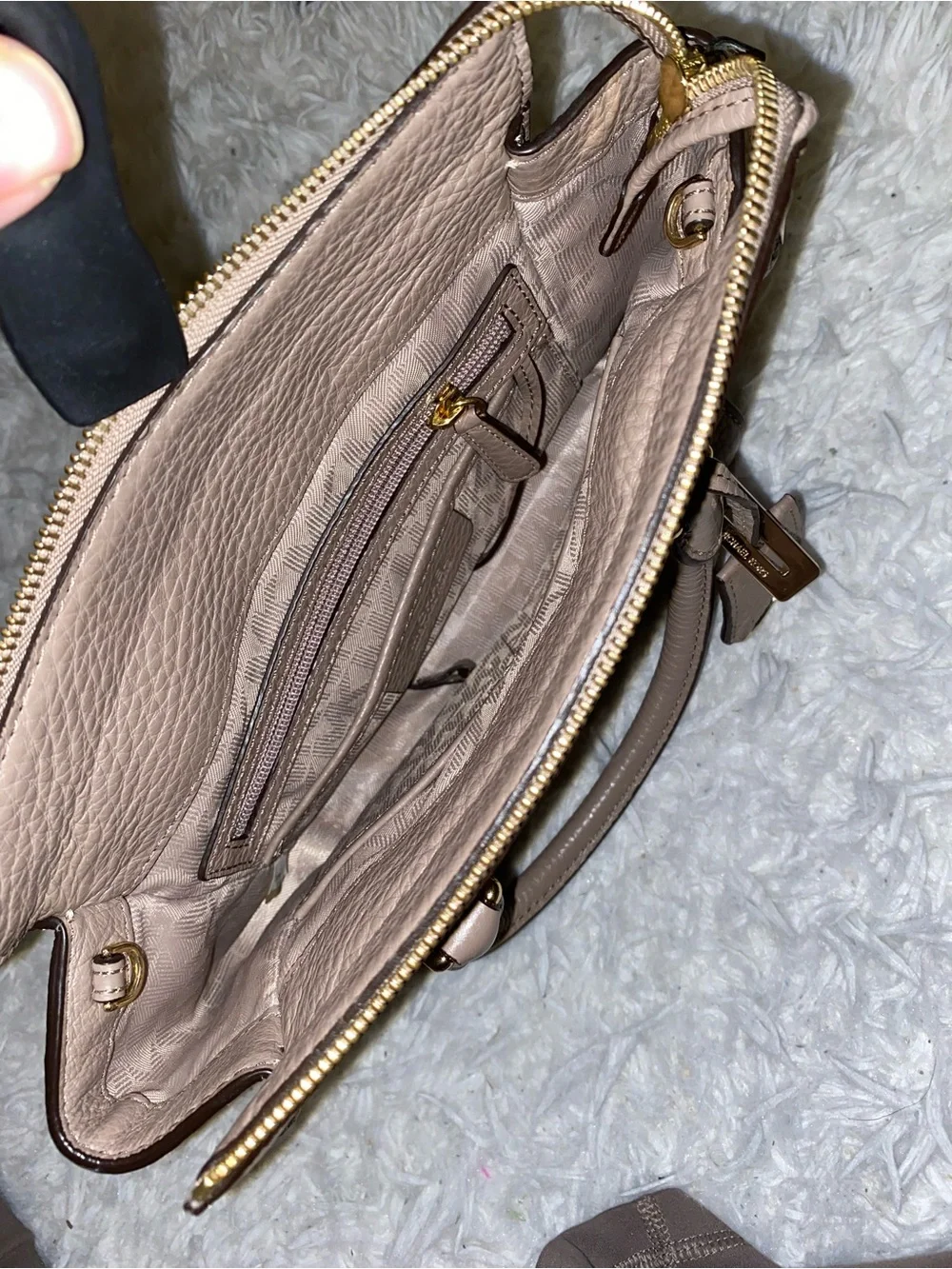 Michael Kors tan Pebbled Leather Satchel Bag purse